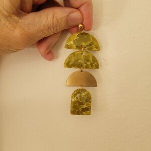 Baked Clay Studio earrings green and gold